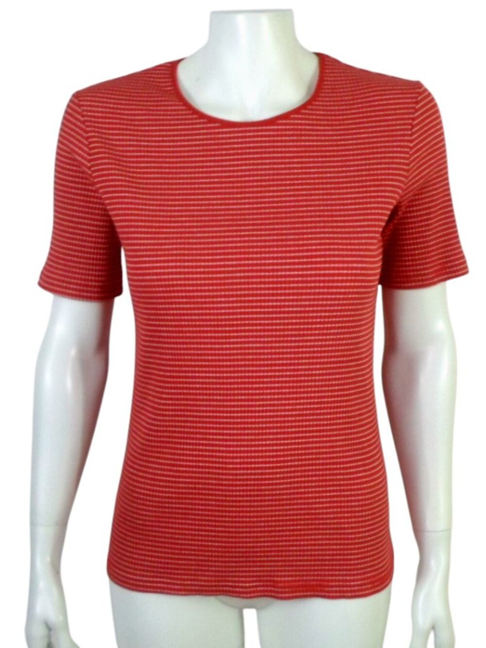 The Fifth Label Red White Striped T-Shirt Short Sleeve Ribbed Stretch